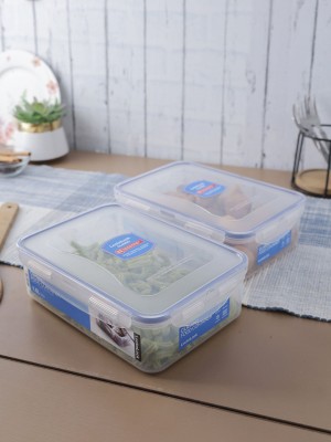 Locknlock Classics Rectangular Plastic Airtight Food Storage Container, 1.6 Liter, Set Of 2 | KLS-795042