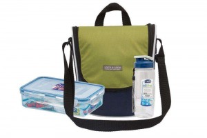 Locknlock Plastic Sling Lunch Box With Bag Set, 2-pieces, Blue/Green | IHQ-892670