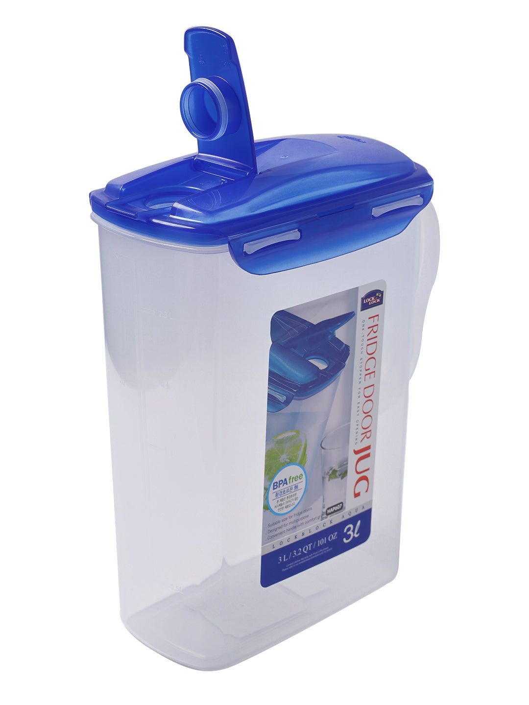 Locknlock Aqua Fridge Door Water Jug With Flip Top Lid, 3 Litres, Semitransparent | VTF-570693