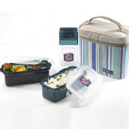 Locknlock Blue Double Zip Bag Lunch Box Set, 3-pieces | MFS-632891