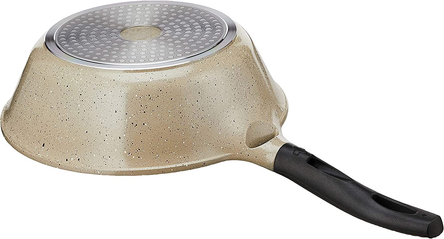 Locknlock Ceramic Marble Coating Stone Wok With Lid, 28 Cm, Grey | PKN-532498