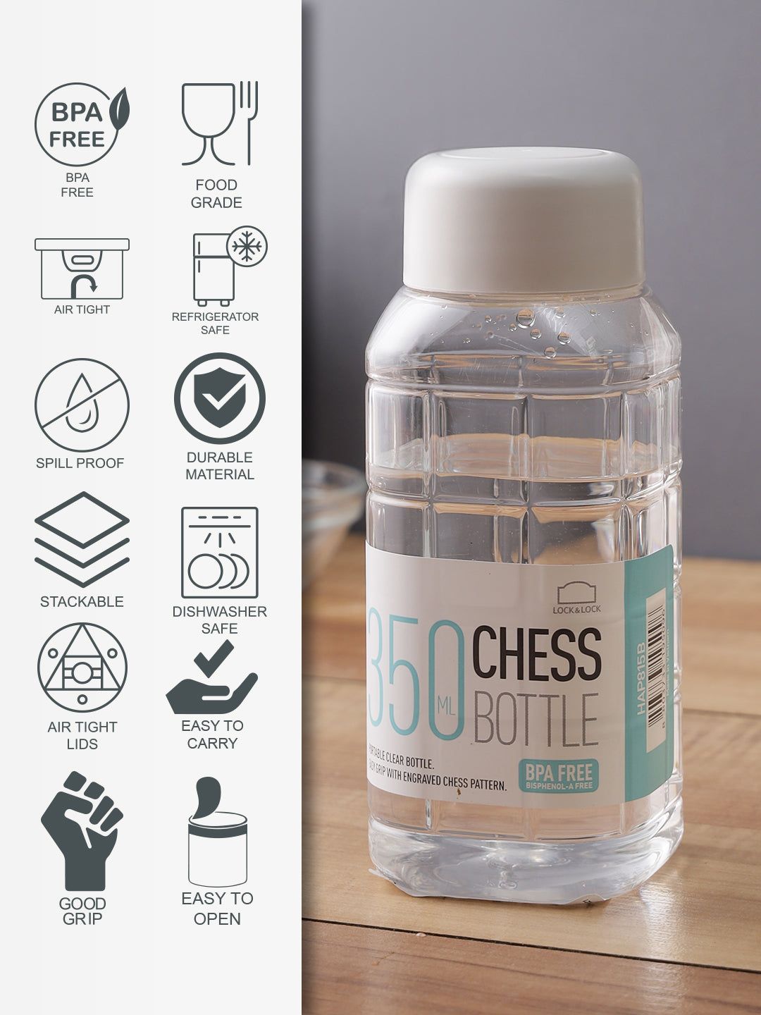 Locknlock Chess Bottle - 350ml (White) | YES-204351