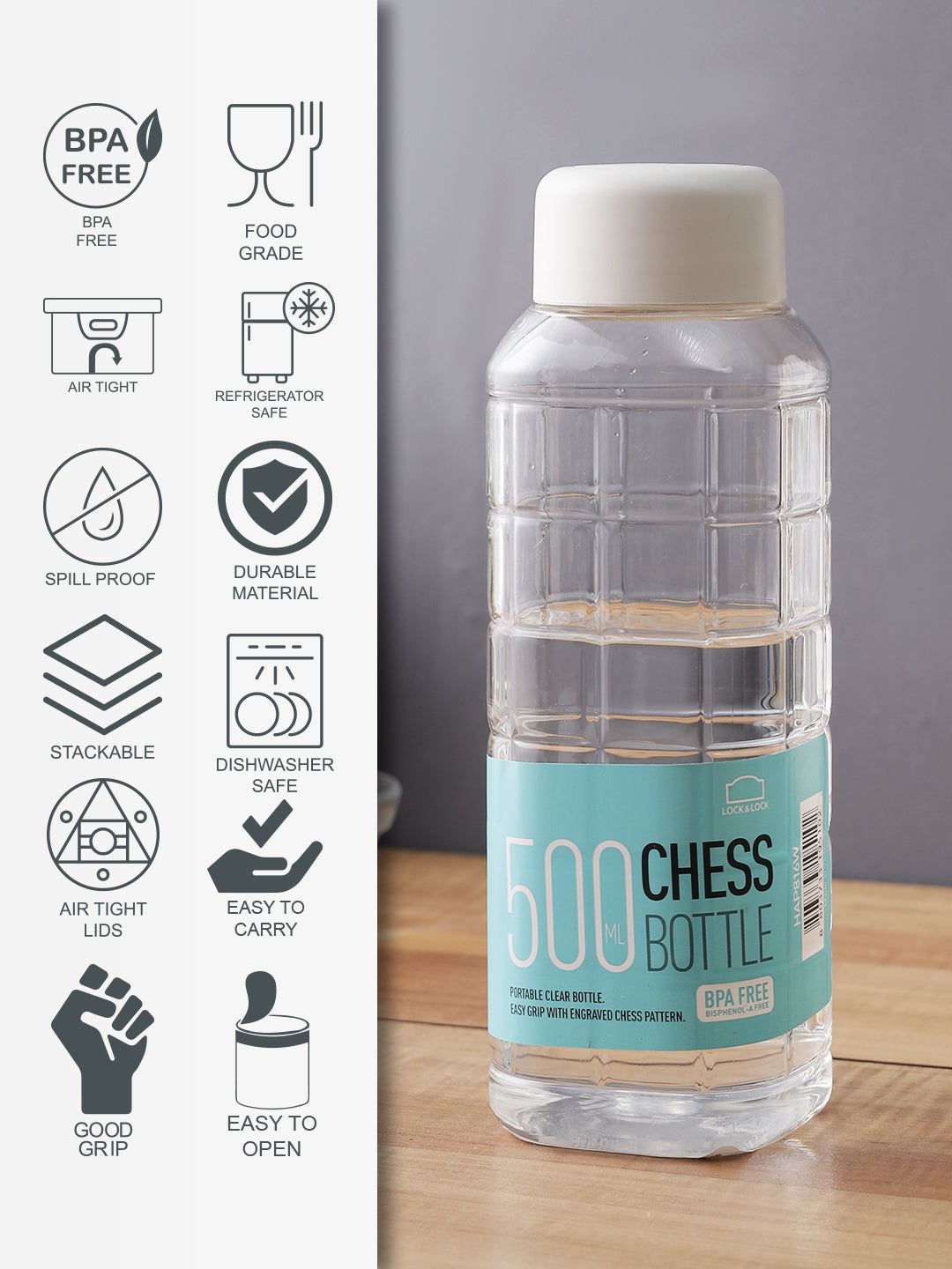 Locknlock Chess Bottle - 500ml (White) | KSA-453187