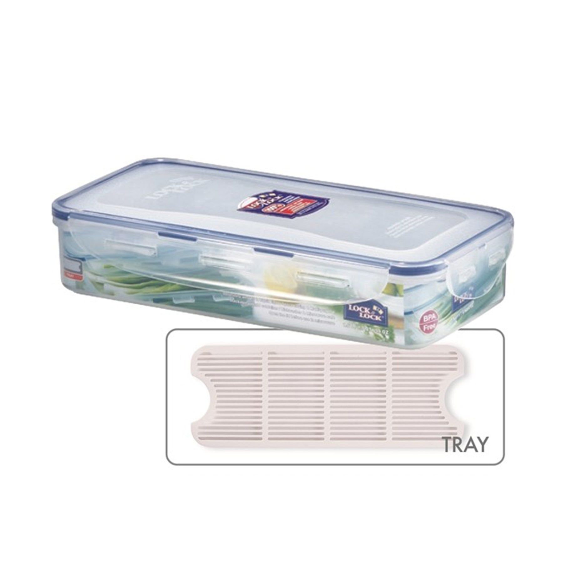 Locknlock Classics Medium Flat Oblong Food Container With Leak Proof Locking Lid And Tray | VWI-813064