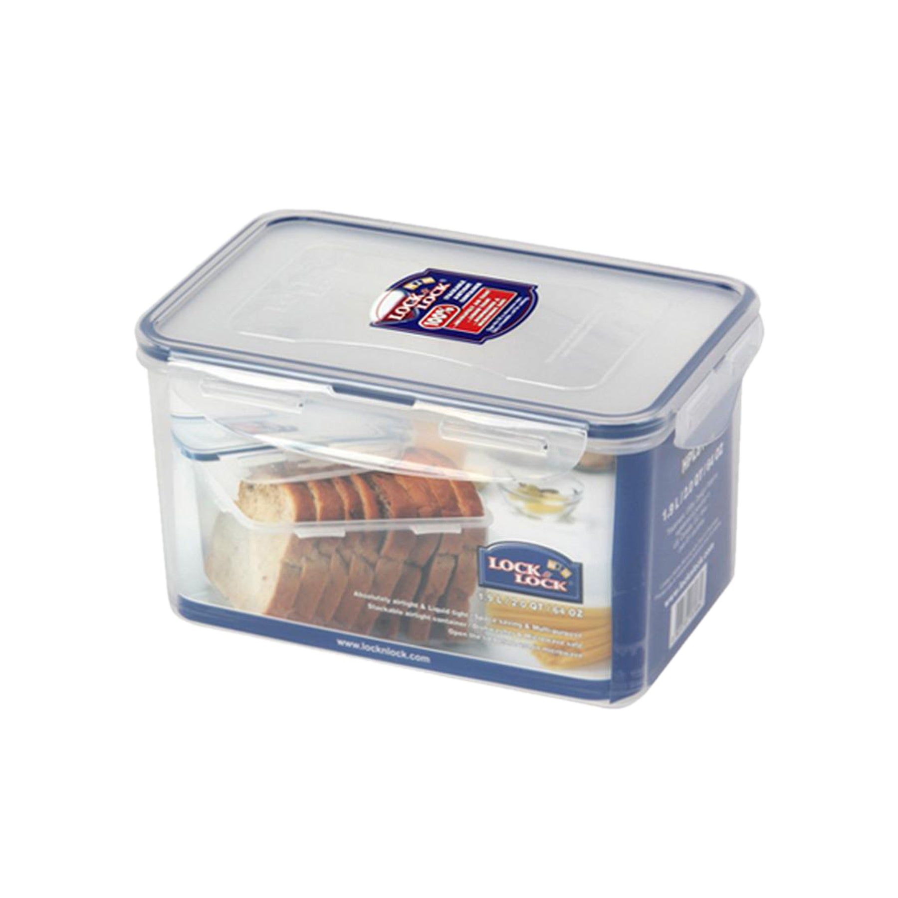 Locknlock Classics Rectangular Plastic Airtight Bread Storage Container, 1.9 Liter, Set Of 2 | JVN-902634