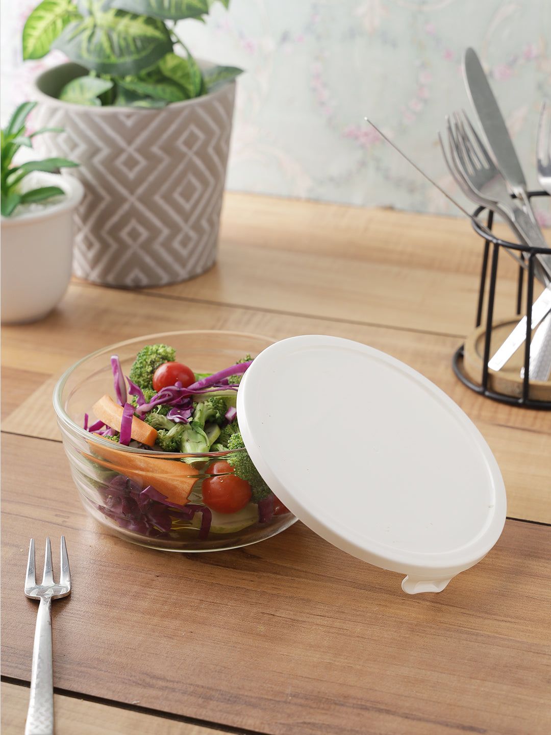 Locknlock Easy Lock Glass Round Container | 480 ML | UQO-371540