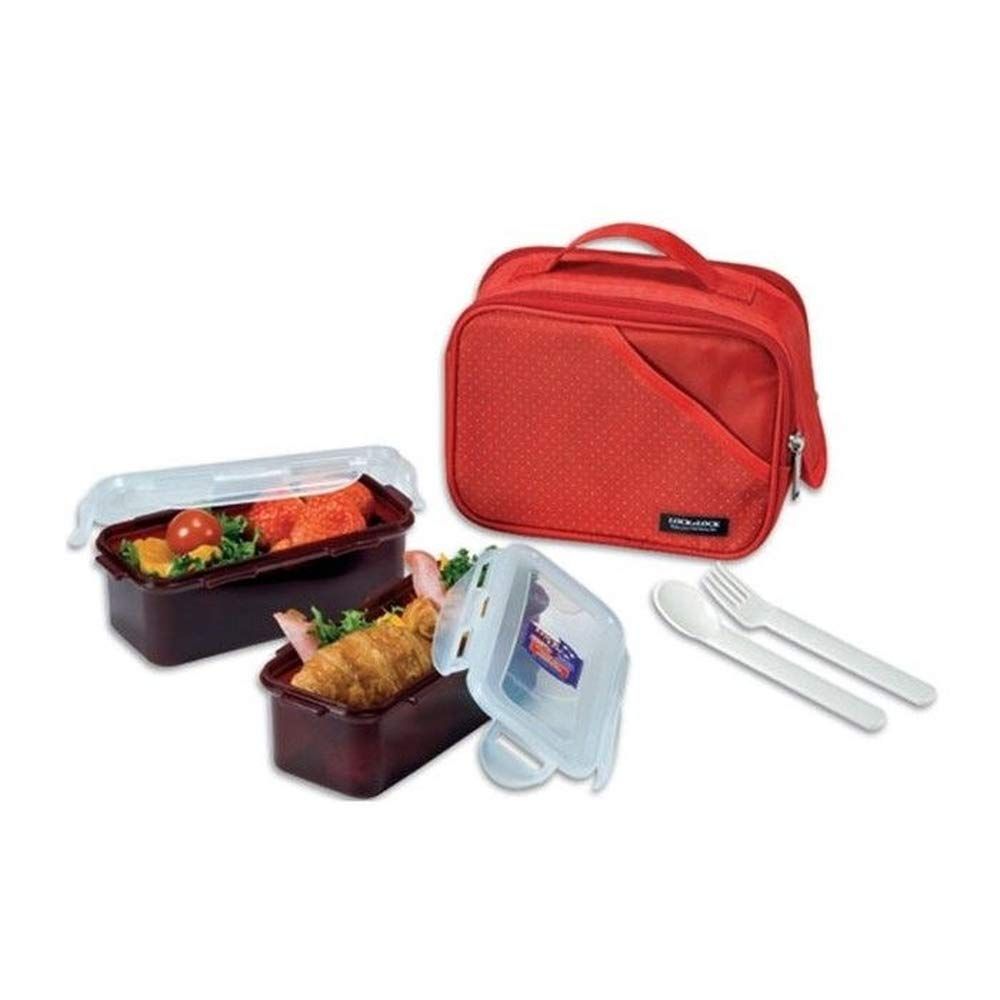 Locknlock Large Lunch Box Set With Bag, Spoon And Fork, 3 Pieces | EAM-815769