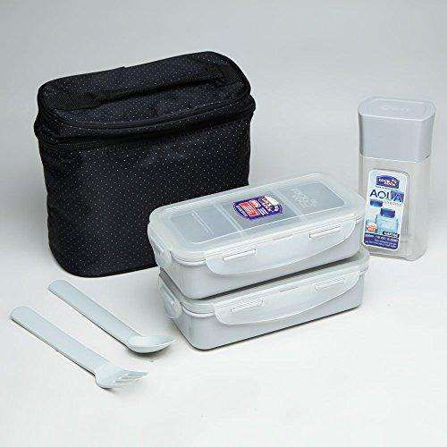 Locknlock Medium Lunch Box Set With Bag, Spoon And Fork, 3 Pieces | DET-392750