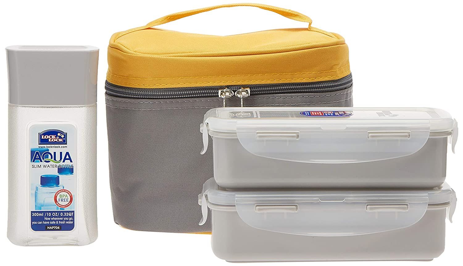 Locknlock Plastic Lunch Box Set With Bag, 3-pieces | ENC-927365