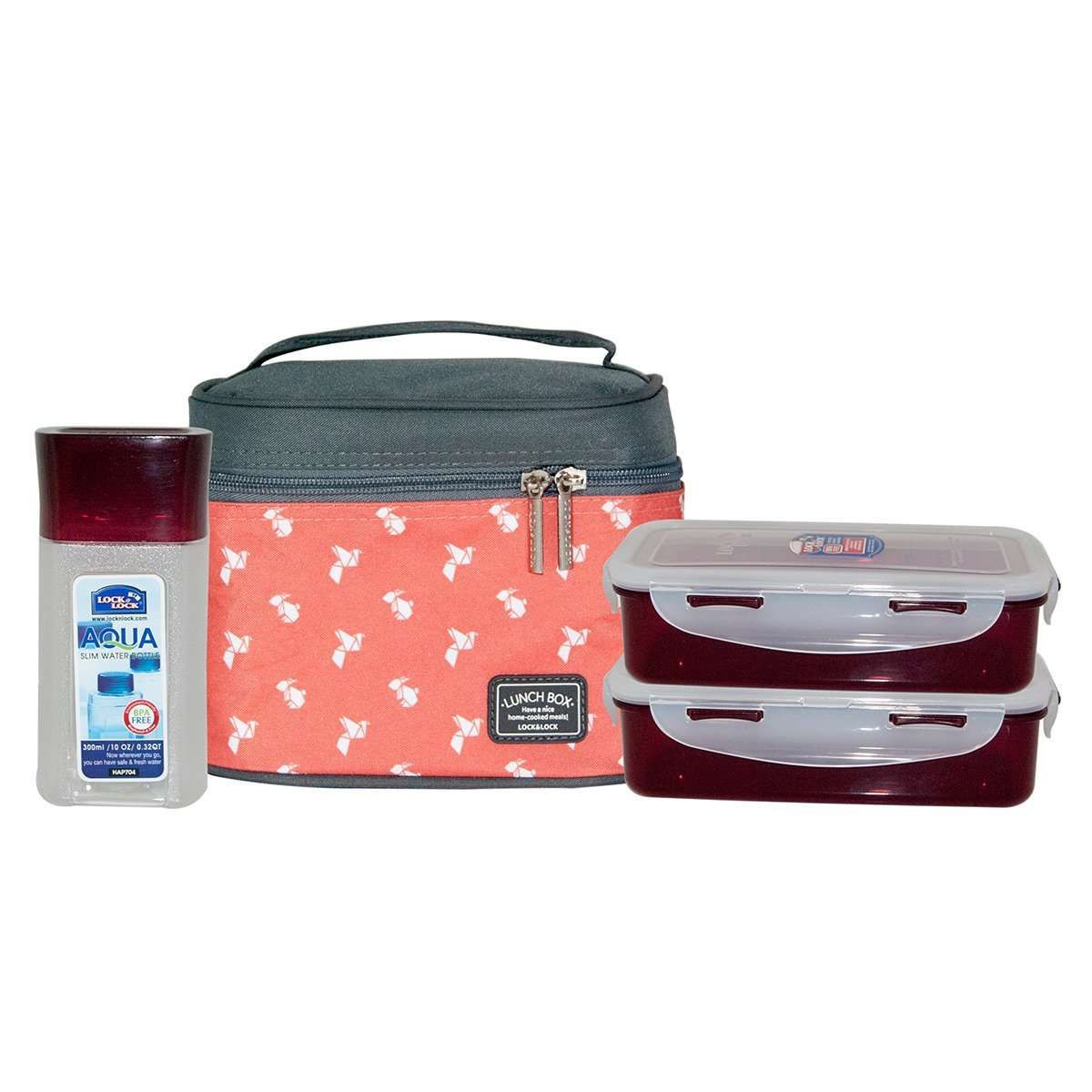 Locknlock Plastic Lunch Box Set With Bag, 3-pieces | ENC-927365