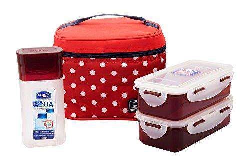 Locknlock Plastic Lunch Box With Polka Bag Set, 4-pieces | ZSJ-361257