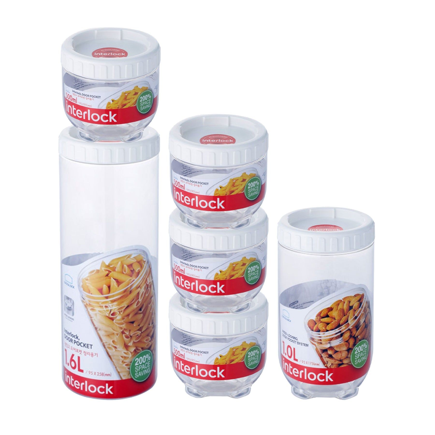 Locknlock Round 500ml x 4 + 1ltr + 1.6ltr - Interlock Set | NAL-841596