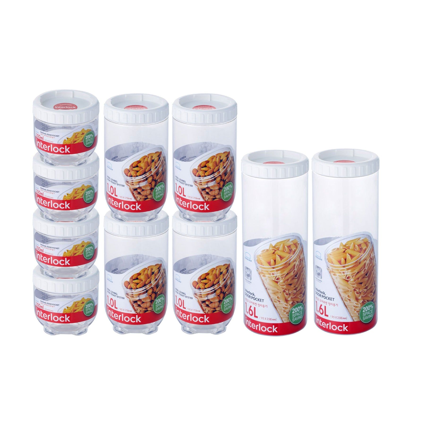 Locknlock Round 500ml x 4 + 1ltr x 4 + 1.6ltr x 2 - Interlock Set | NCD-286190