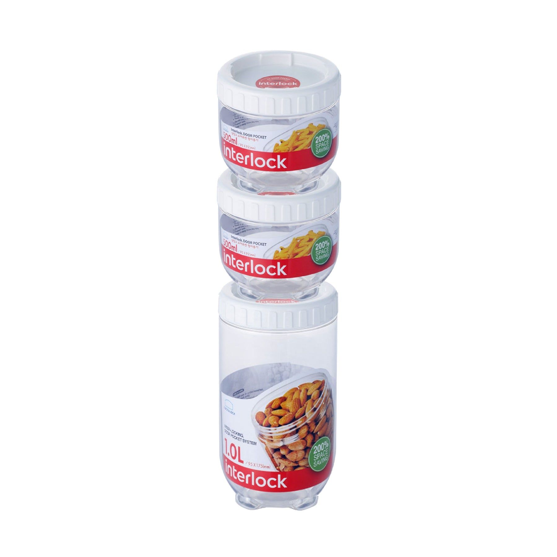 Locknlock Round 500ml x 500ml x 1ltr - Interlock Set | AXZ-592780