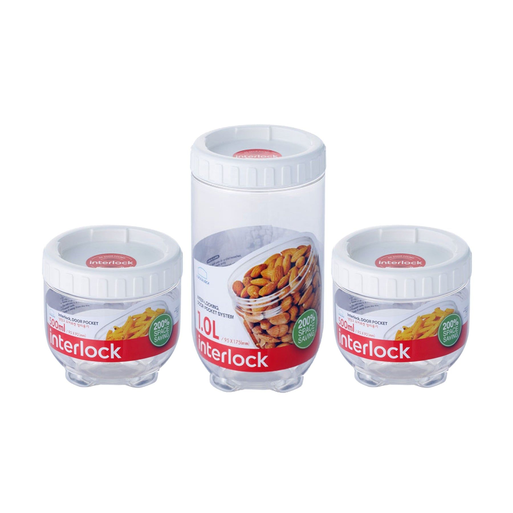 Locknlock Round 500ml x 500ml x 1ltr - Interlock Set | AXZ-592780