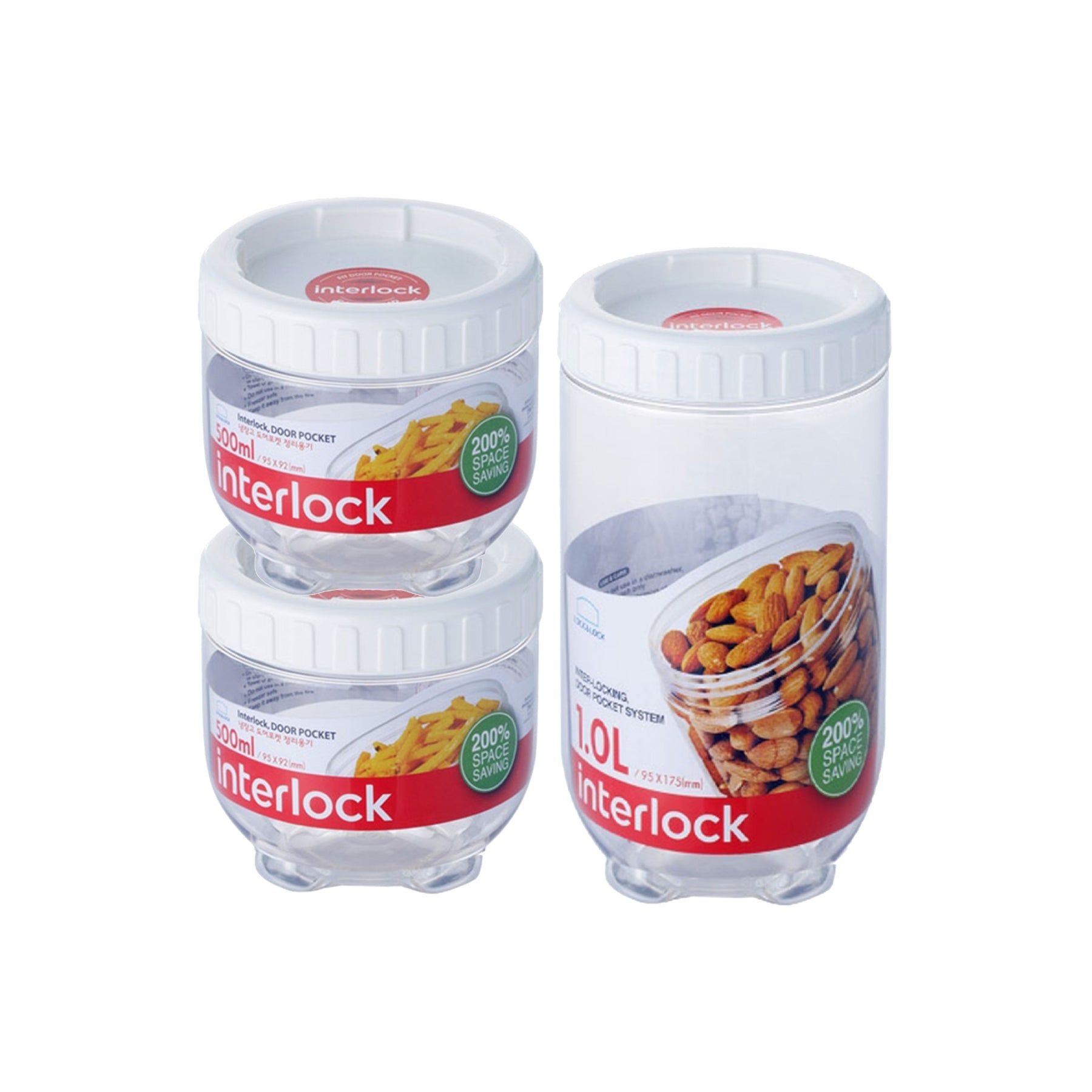 Locknlock Round 500ml x 500ml x 1ltr - Interlock Set | AXZ-592780