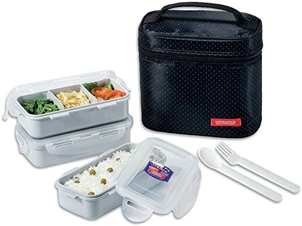 Locknlock Small Lunch Box Set With Bag, Spoon And Fork, 3-pieces | KDL-415672