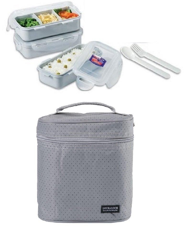 Locknlock Small Lunch Box Set With Bag, Spoon And Fork, 3-pieces | KDL-415672